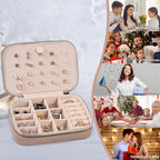 Dajasan Velvet Travel Jewelry Case, Mini Portable Travel Jewelry Organizer Boxes, Jewelry Gift Box for Birthday Mother's Day Valentine's Day Christmas (Khaki)