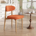 Wooden Dining Chair Set of 1, Modern Dining Chairs with with Curved Back, Fabric Upholstered Kitchen Dining Room Chairs with Adjustable Legs for Farmhouse Dining Living Room,Orange