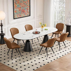 Dining Chairs Set of 6 Modern Fabric Dining Room Chairs Upholstered Dining Chairs with Thick Cushions Metal Legs Armless Back Chair for Kitchen and Living Room Brown