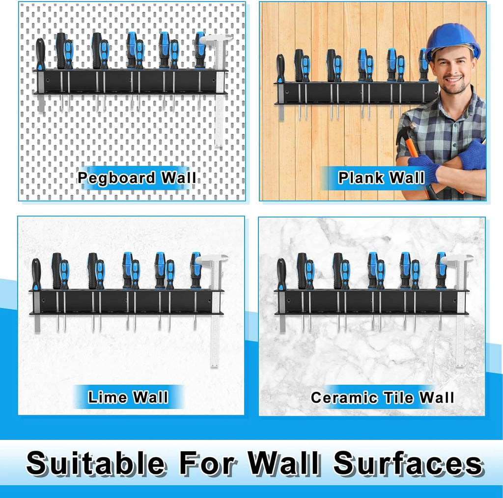Screwdriver Organizer Wall Mount,Heavy Duty Metal Utility Storage Rack for Screwdrivers Calipers Small Tools,Screw Driver Holder Suitable Garages Homes Workshops Sheds(1PC)