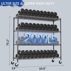 Heavy Duty Shelving, 76.2" H Garage Shelving Unit with Wheels, 4-Tier Garage Storage Shelves Metal Shelves Rack, Adjustable Industrial Shelving for Warehouse Storage, 60" W x 24" D x 76.2" H, Black