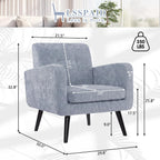 LSSPAID Modern Accent Chair Set of 1, Upholstered Chenille Armchair with Tufted Back, Comfy Single Sofa Chair Lounge Reading Chair with Solid Wood Legs for Living Room Bedroom Office, Dusty Blue