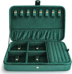 VELORIA Jewelry Box, Premium Velvet Travel Jewelry Organizers & Storage, Dust-Proof, Scratch-Resistant Jewelry Box for Necklace Bracelet Bangle, Portable Luxury Gift for Women & Girls (Emerald green)