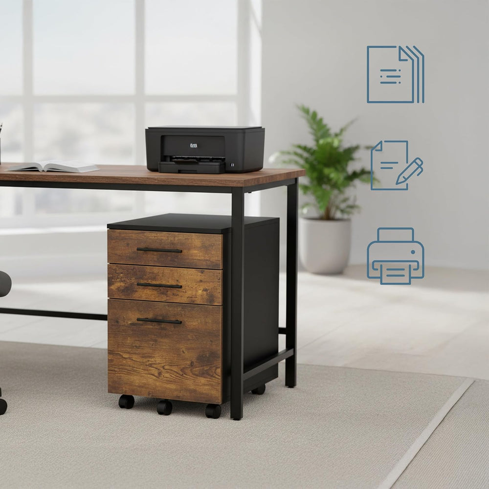 Relaxdays Roll Container with 3 Drawers, Hanging File, Castors, 57.5x40x40 cm...