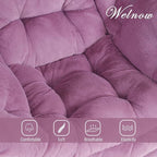 Welnow Lazy Chair with Ottoman, Modern Lounge Accent Chair with Armrests and a Side Pocket, Leisure Sofa Armchair Set, Reading Armchair with Footrest for Small Space, Plush Purple