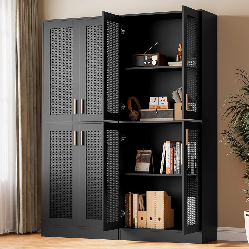 Cozy Castle Kitchen Pantry Cabinet, 71" Tall Rattan Doors Storage Cabine...