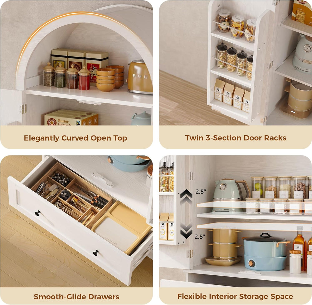 IRONCK 70.9 in Kitchen Pantry with Large Drawer Adjustable Shelves | kitchen ...