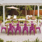 Furmax Metal Dining Chair Indoor Outdoor Use Stackable Classic Trattoria Chair Chic Dining Bistro Cafe Side Metal Chairs Set of 4