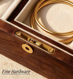 Bescott 2 Layer Solid Black Walnut Wooden Jewelry Box with Lock and Key for Women Wood Vintage Organizer for Men Earrings Rings Necklaces Bracelet Watch Storage Mother's Day Gift