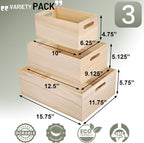 Sorbus Unfinished Wood Crates - Organizer Bins, Wooden Box for Pantry Organizer Storage, Closet, Arts & Crafts, Cabinet Organizers, Containers for Organizing (3 Pack)