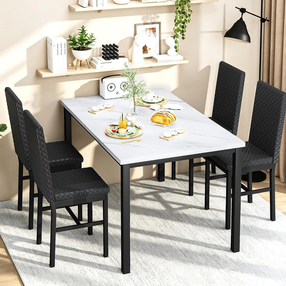 DKLGG Dining Table Set for 4 Kitchen Table and Chairs Set of 4 Faux Marble Di...