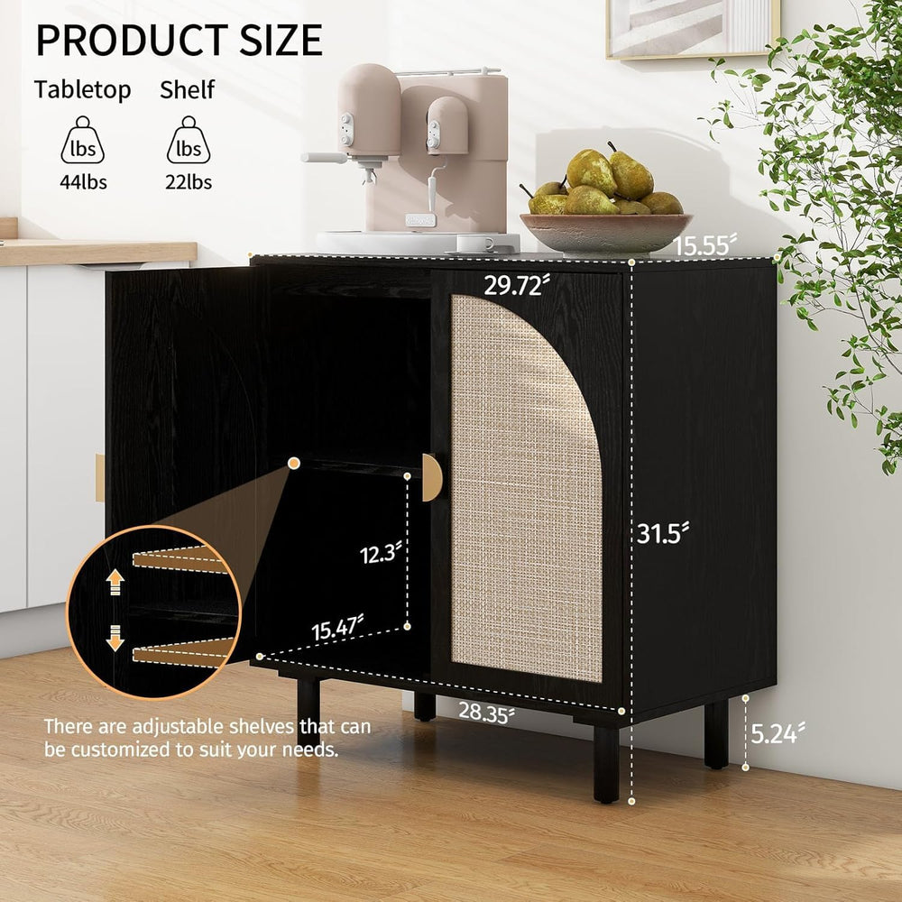 2 Doors Rattan Sideboard Cabinet– 31.5”L for Entryway/Living Room/Dining Cons...