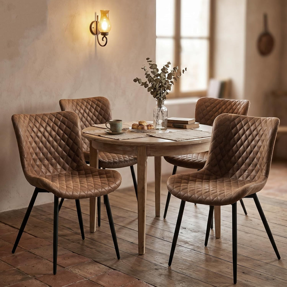 Modern Dining Chairs Set of 2, Upholstered Suede Dining Chairs with Curved Ba...