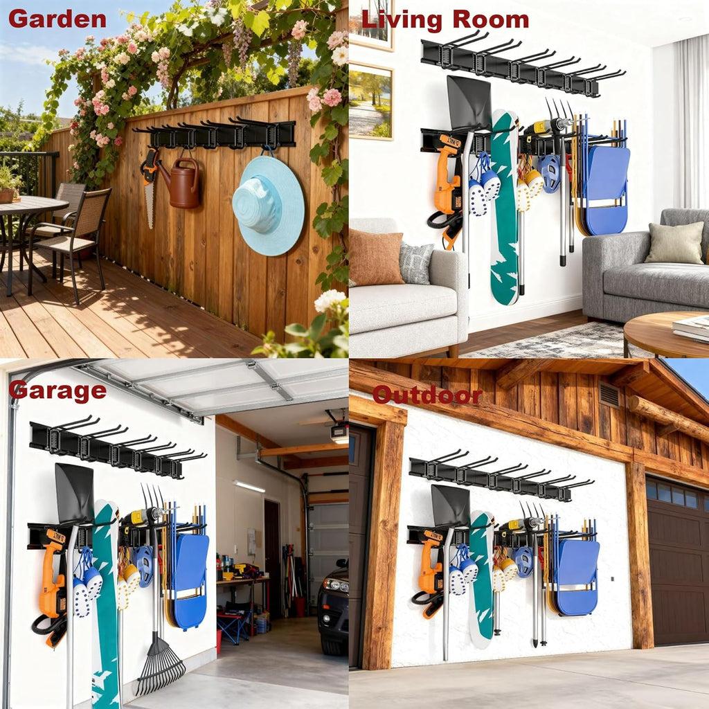 Garage Wall Organizers,Tool Hangers for Garage,Garden Tool Rack Wall Mount,Yard Tool Organizer for Garage,Garage Wall Mount(3 Boards 6 Double Layer Heavy Hooks)
