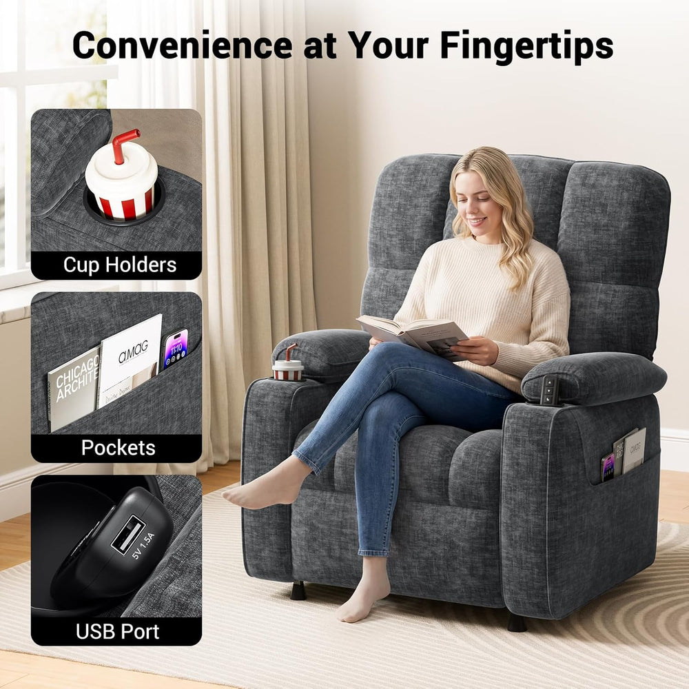 AMADA HOMEFURNISHING Power Recliner Chair for Adults, One-Touch Synchronized ...