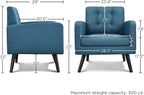 Yaheetech Mid-Century Accent Chairs, Modern Upholstered Living Room Chair, Cozy Armchair Button Tufted Back and Wood Legs for Bedroom/Office/Cafe, Set of 2, Navy Blue