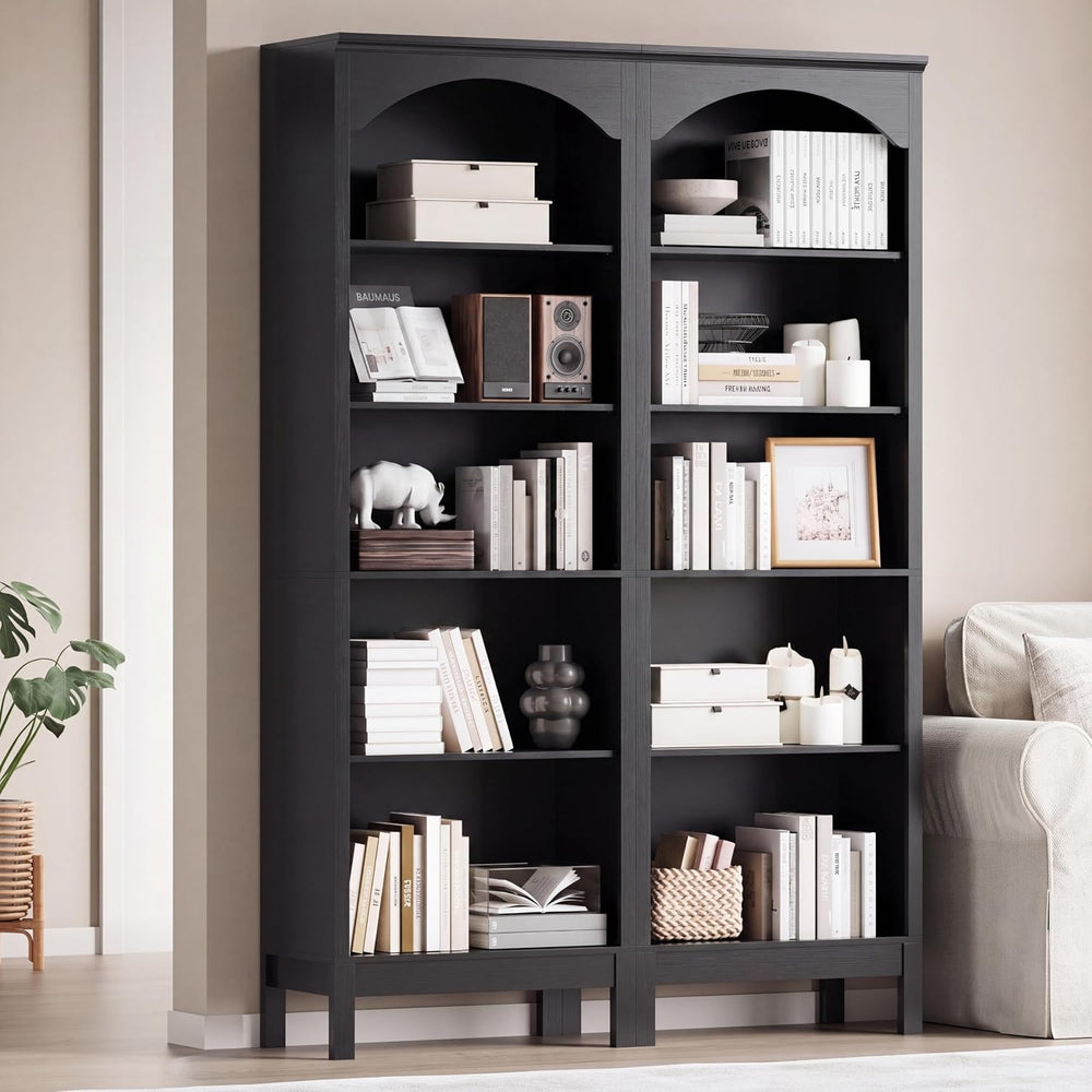 Arched Bookshelf,5 Tier Tall Bookcase with Adjustable Shelves for Storage