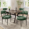 Upholstered Dining Chairs Set of 4, PU Leather Dining Room Chairs with Sturdy Metal Legs, Kitchen Chairs for Dining Room/Kitchen/Restaurant/Hotel, Modern Style, Green