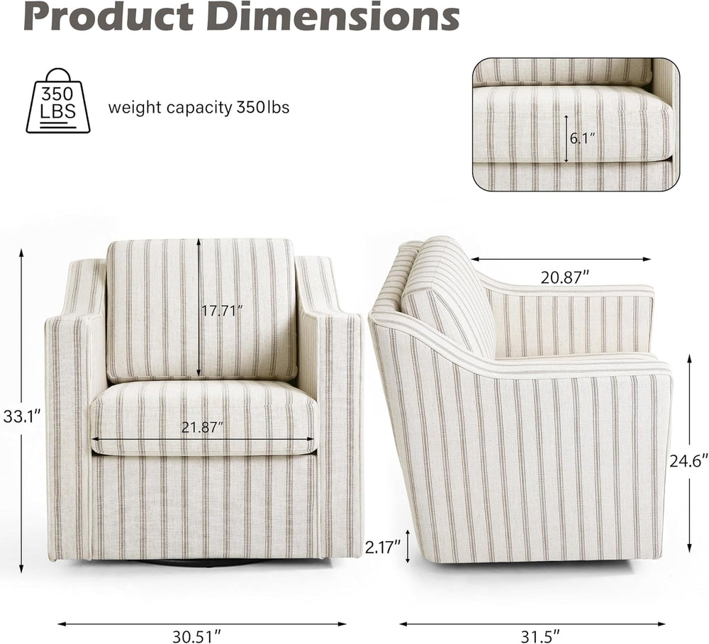 Swivel Accent Chair Set of 2, Fabric Upholstered Arm Chair for Living Room, M...