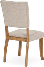 Signature Design by Ashley Rybergston Casual Stain Resistant Upholstered Solid Wood Dining Chair, Set of 2, Beige & Light Brown