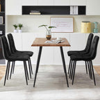 Rectangular Dining Table Set with Upholstered Chairs - Modern Kitchen Table and Chairs Set of 4 for Small Spaces - Black
