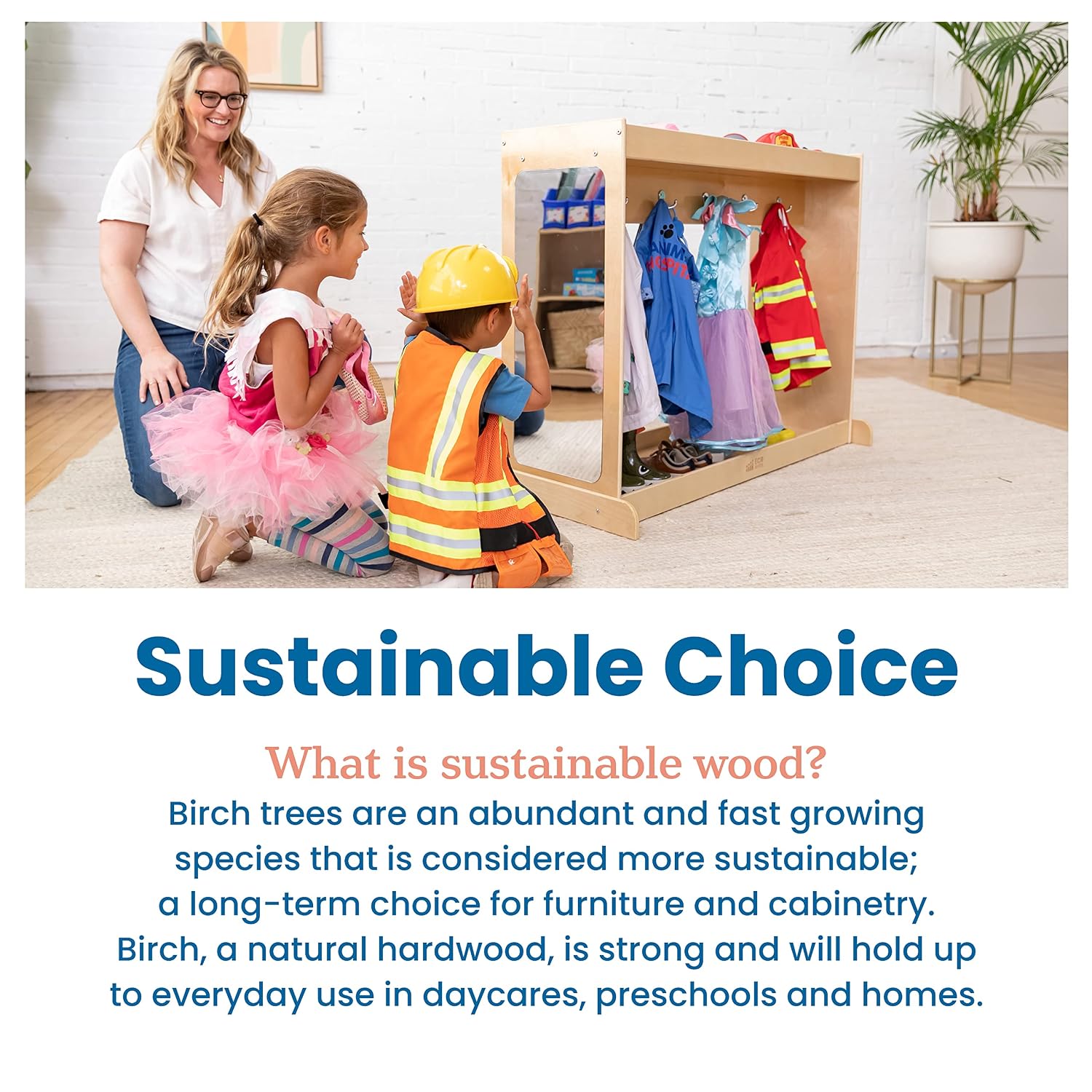 ECR4Kids Streamline Dress-Up Island Costume Organizer, Montessori Furniture, Natural