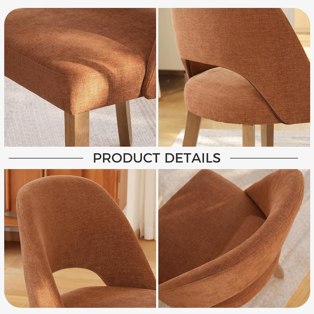 Wooden Dining Chairs Set of 2, Upholstered Modern Chenille Dining Room Chair ...