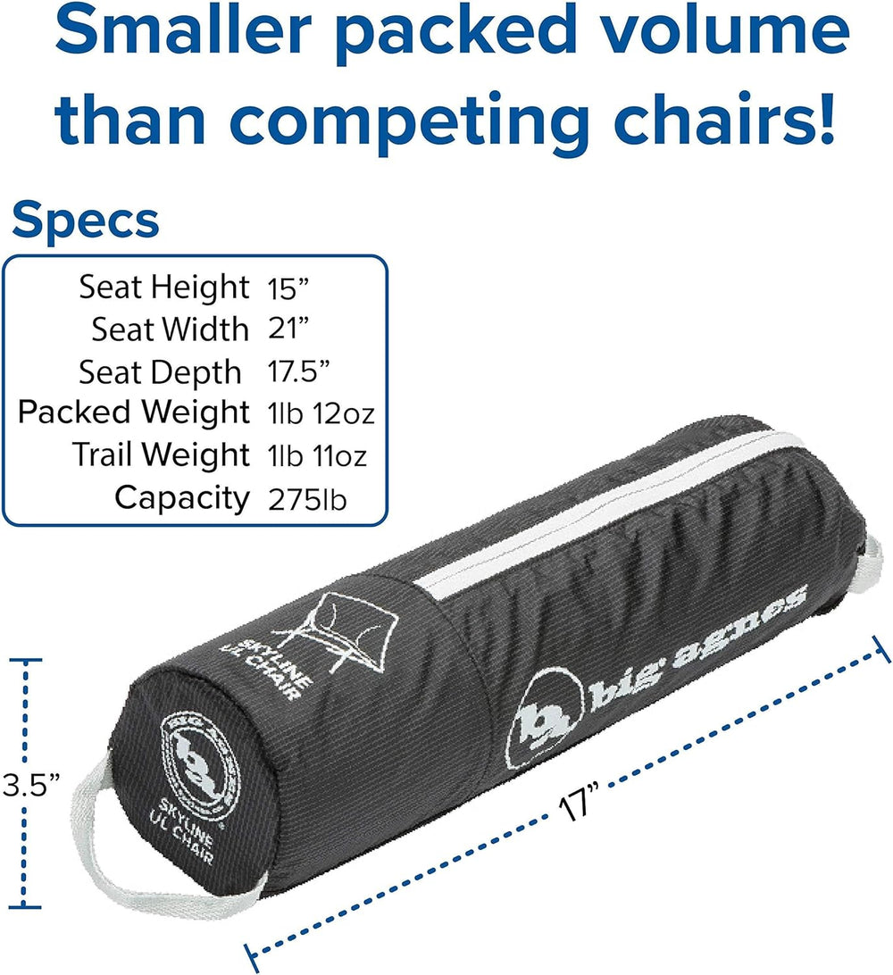 Big Agnes Skyline UL Ultralight Backpacking Chair, Jet Black