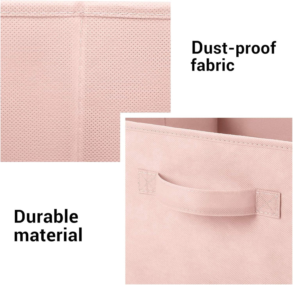 MaidMAX Fabric Storage Bins 10.5×10.5×11, Foldable Cloth Cube Storage Bins for Home Bedroom Closet Drawers Organizer, Pink, Set of 6 | Set of 6 Cloth Cube Storage Bins for Home Bedroom Closet Drawers Organizer Sturdy Handles for Easy Access