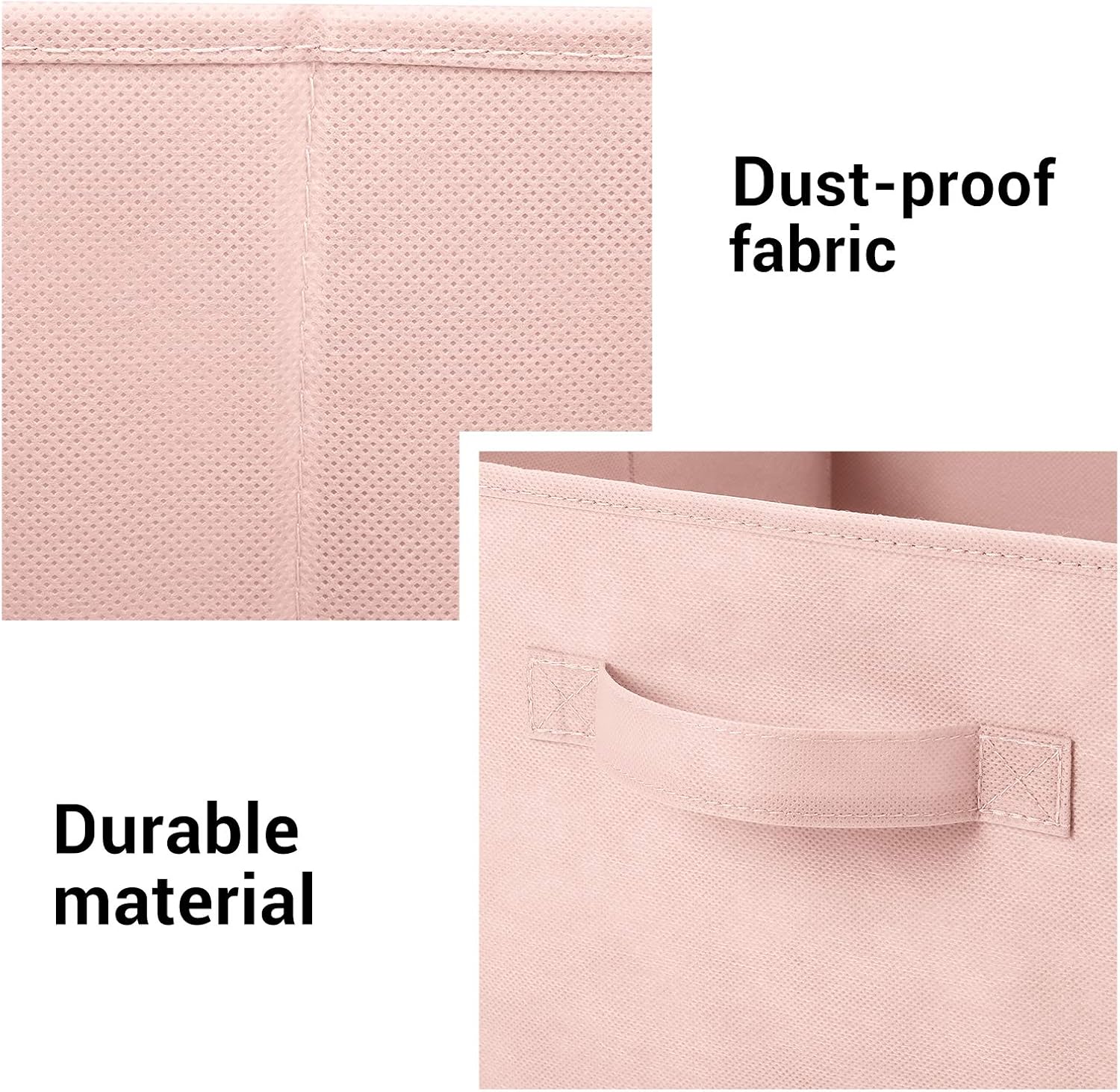 MaidMAX Fabric Storage Bins 10.5×10.5×11, Foldable Cloth Cube Storage Bins for Home Bedroom Closet Drawers Organizer, Pink, Set of 6 | Set of 6 Cloth Cube Storage Bins for Home Bedroom Closet Drawers Organizer Sturdy Handles for Easy Access