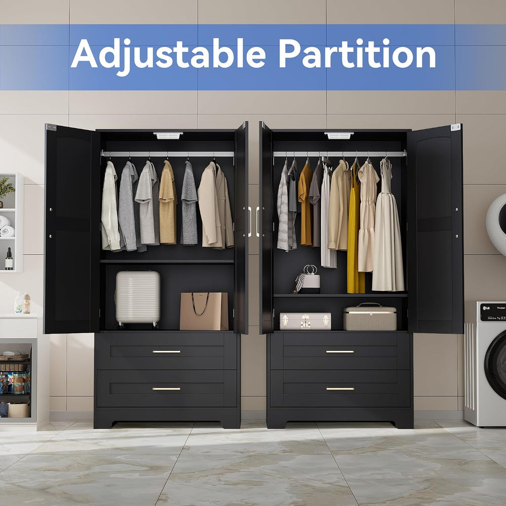 Wooden Armoire Wardrobe Closet, Bedroom Armoires with Door and Drawers, Frees...