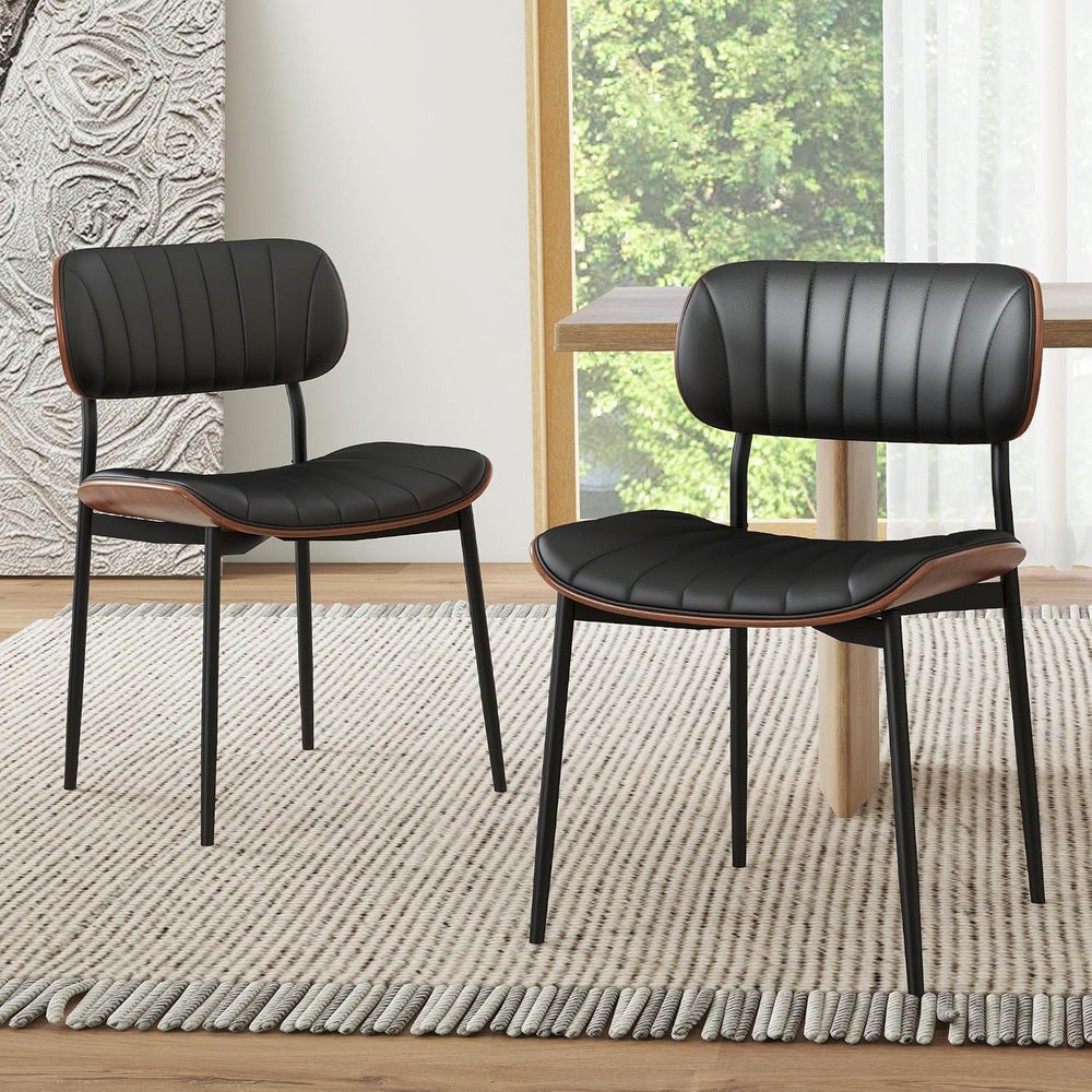 HENGJIANYI Bentwood Dining Chairs Set of 2, Modern PU Leather Dining Room Cha...