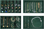 ProCase Stackable Jewelry Organizer Trays for Drawers, Jewelry Drawer Inserts Container Display Case Storage for Earring Necklace Rings Bracelet with Removable Dividers -Green, 4 Layers