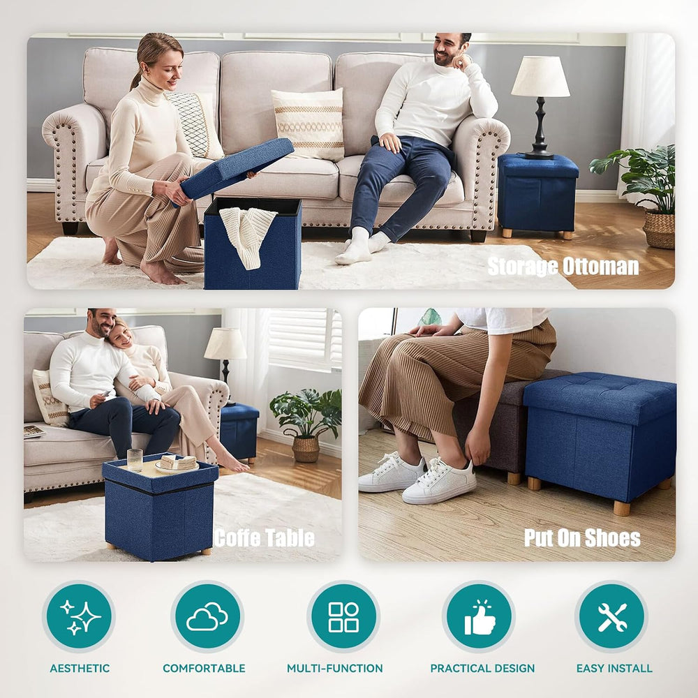 BRIAN & DANY Ottoman with Storage, Small Storage Ottoman for Dorm, Linen ...