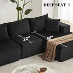 108” Modular Sectional Sofa, Cloud Sectional Couch with Deep Seat, Modern Modular L-Shape Sofa Couch with Chaise,Upholstered Boneless Couches for Living Room Bedroom (Black, Right Facing Chaise)