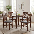 Giantex Upholstered Dining Chairs Set of 2, Farmhouse Fabric Side Chairs w/Cushioned Seats, Patterned Backrests, Sturdy Rubber Wood Frames, Wooden Accent Chairs for Kitchen, Dining Room