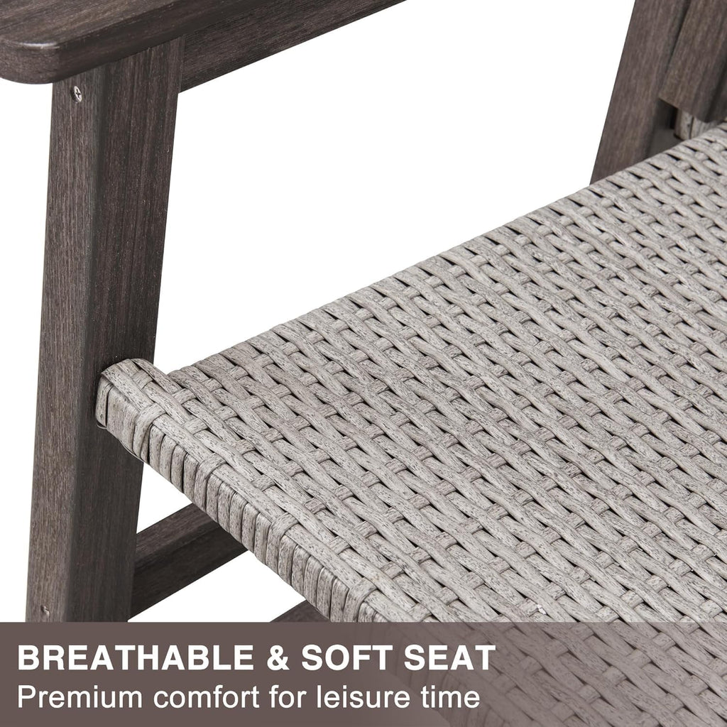 Wicker Outdoor Rocking Chair Set of 2 for Adult, Dark Brown | Durable HDPE frame with woven seat and back, weather-resistant, ideal for porch, patio, garden, lawn, balcony and outdoor use