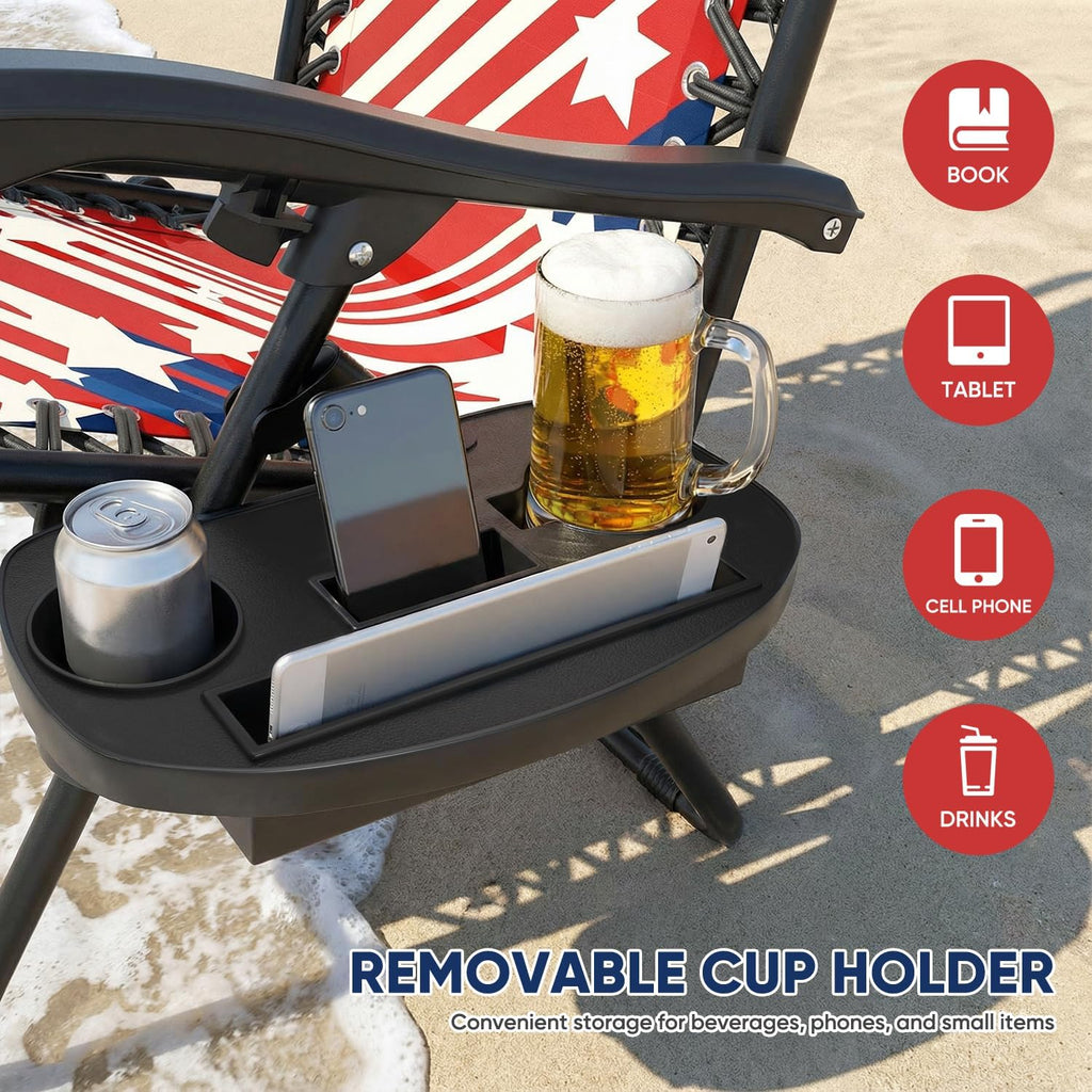 Athena Collection Zero Gravity Chair, Folding Lounge Chair, Reclining Camping Chair, Outdoor Zero Gravity Recliner with Adjustable Pillow and Cup Holder for Outside Beach Garden Patio Poolside