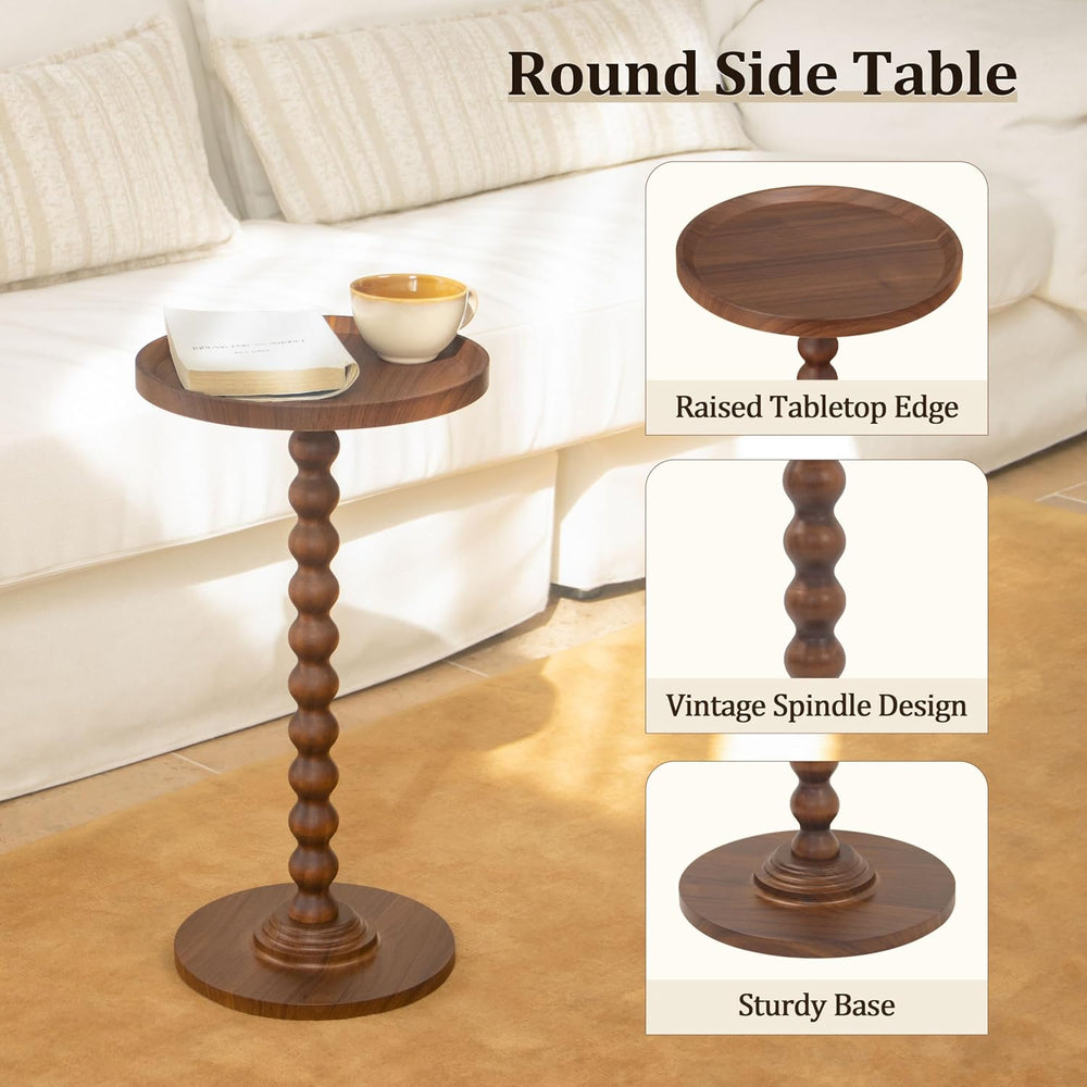 AWASEN Small Side Table, Round Drink Table for Small Spaces, Round Accent End...