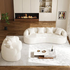 Modern Curved Couch,Oversized 4 Seater Boneless Chenille Sofa,Cream White | Oversized Curved Sofa with Deep Seats,High Foam and 4 Pillows,Cloud Couch for Living Rooms,Bedrooms ,Apartments,No Assembly
