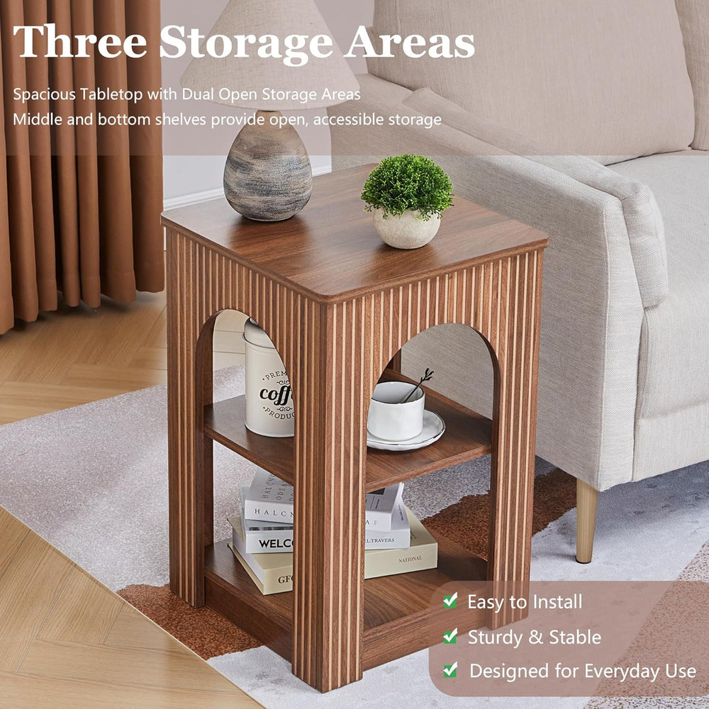 weselon End Table Set of 2, Mid-Century Modern Side Table with 3-Tier Storage...