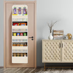 Univivi 6-Shelf Over Door Hanging Organizer Fabric Baby Door Storage with 5 Large Pockets and 3 Small PVC Pockets Wall Mount Hanging Storage Organizers for Baby Essential (Beige)