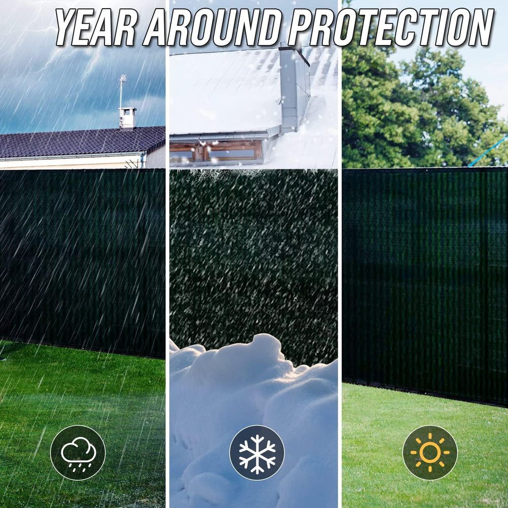 6' x 24' Beige Fence Privacy Screen Commercial Grade Heavy Duty Black...