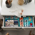 8pcs Drawer Organizers, Separators, Storage Box,Felt Storage Bins Inserts Tool Containers Toy Basket Shelf Cubes Foldable Drawer Dividers Desk Organisers- Blue&Grey