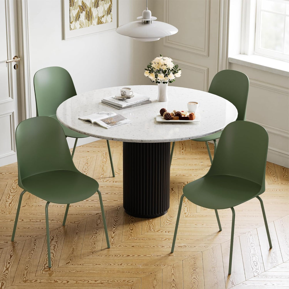 KISLOT Dining Chairs Set of 4, Plastic Outdoor Dining Room Chairs with Metal ...