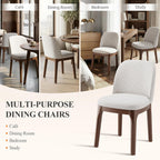 MALOL Wooden Dining Chairs Set of 2, Upholstered Kitchen & Dining Room Chairs with Thickened Wooden Legs, Farmhouse Side Chairs, Beige