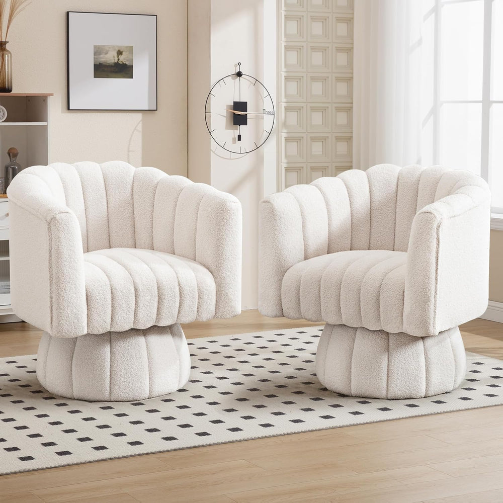 Swivel Accent Barrel Chair Set of 2- Cute Comfy Small Round 360° Arm Chair Te...