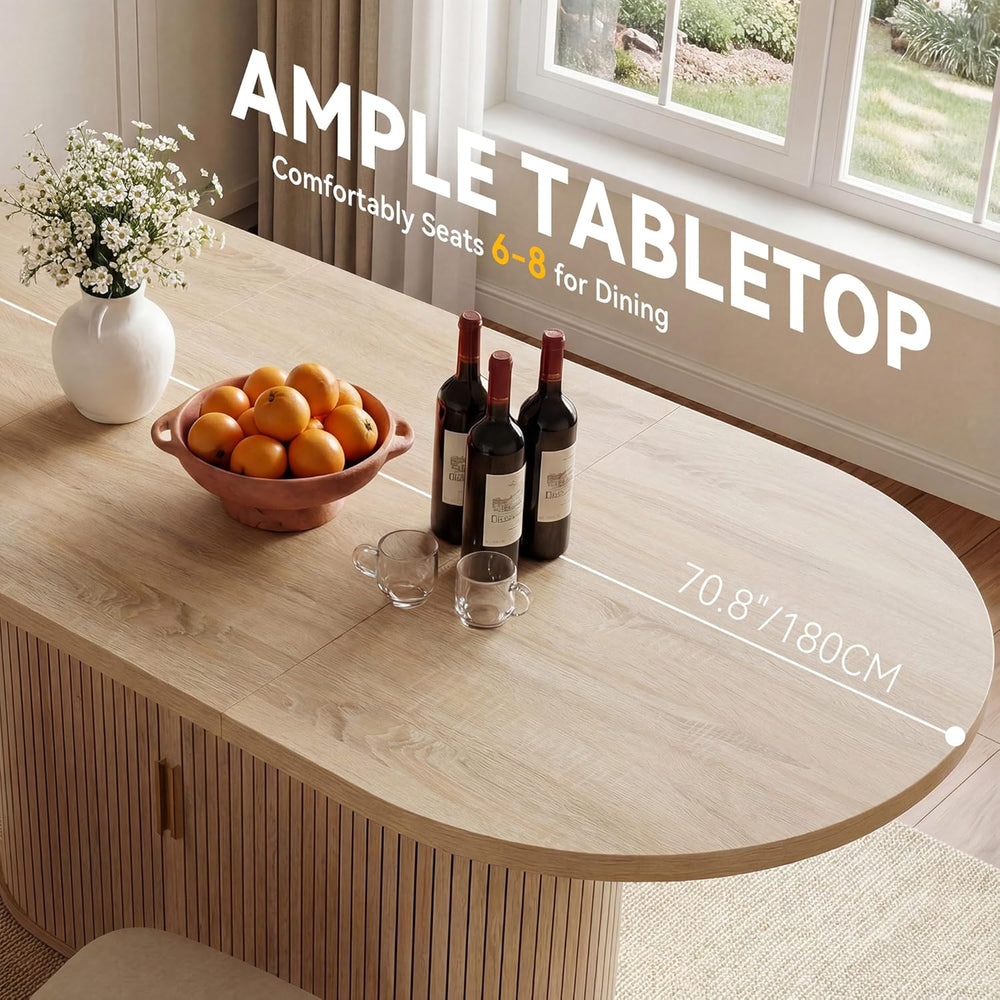 DWVO 70.9" Oval Dining Table for 6-8, Modern T-Shaped Kitchen Table with...