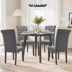 COLAMY Tufted Dining Chairs Set of 6, Parsons Dining Room Chairs Upholstered Fabric Diner Chair Stylish Kitchen Chairs with Solid Wood Legs and Padded Seat - Grey