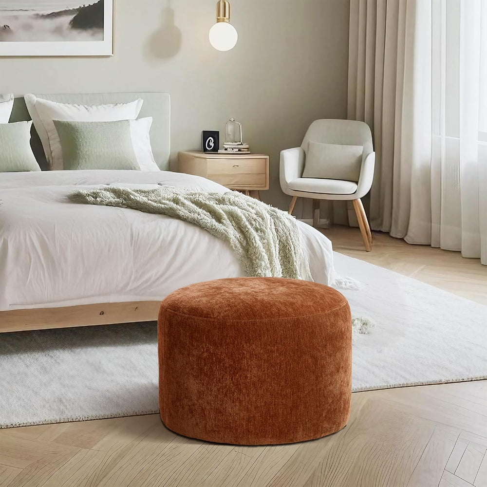 Flouki Pouf Ottoman Footrest, Foot Stools, Modern Round Upholstered Ottomans,...